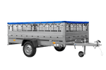 Lichte aanhanger op veren 264x150 UNITRAILER GARDEN 265/R KIPP met gaaswanden, H-0 frame en blauwe hoes