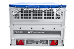 Enkelassige aanhanger op veren 264x125 UNITRAILER FORCE 264/R KIPP met gaaswanden, H-0 frame en blauw dekzeil