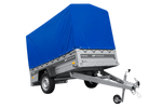 Lichte aanhanger 230x125 UNITRAILER FORCE 230 KIPP met H-1100 frame en blauwe hoes