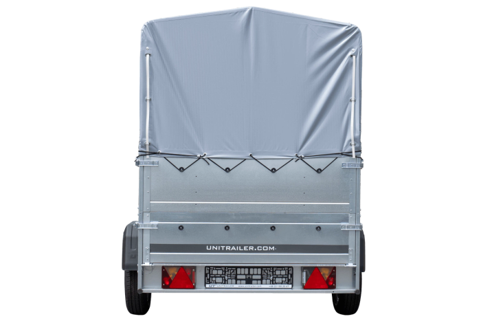 Autoaanhangwagen op veren 230x125 UNITRAILER GARDEN 230/R KIPP met BIS zijwanden, H-800 frame en grijze afdekking