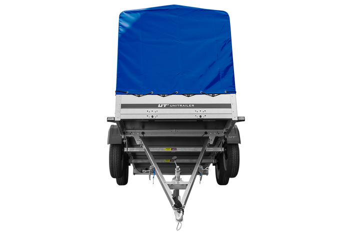 Tweeassige aanhanger 264x125 UNITRAILER GARDEN 264/2 KIPP met H-1100 frame en blauw dekzeil