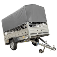 Autoaanhangwagen op veren 230x125 UNITRAILER GARDEN 230/R KIPP met gaaswanden, H-800 frame en grijze afdekking