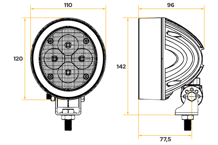  TT Technology LED werklamp reflector TT.16604 4xLED 3200lm grijs voor John Deere