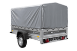 Enkelassige aanhanger 230x125 UNITRAILER FORCE 230 KIPP met H-800 frame en grijze afdekking