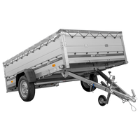 Enkelassige aanhanger met aluminium zijwanden 264x150 Unitrailer Garden 265 KIPP ALU met BIS-zijwanden, H-0 frame en grijze afdekking