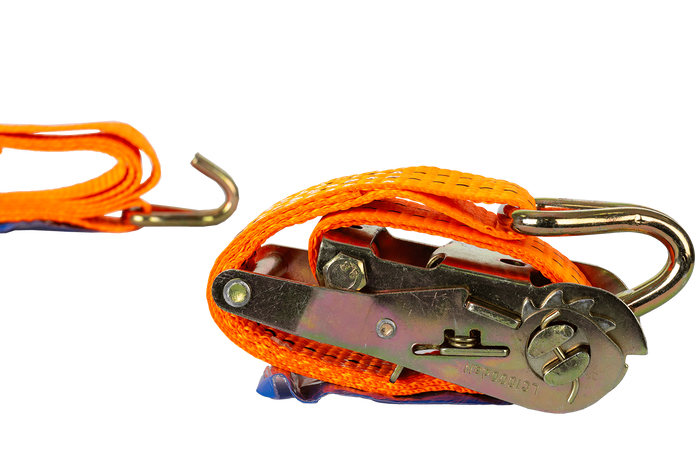 Set van vier UNITRAILER 2m/35mm/2t oranje transportbanden met spaninrichting
