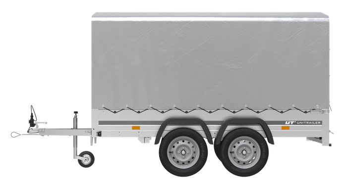 Tweeassige aanhanger 264x125 UNITRAILER GARDEN 264/2 KIPP met H-1100 frame en grijze huif