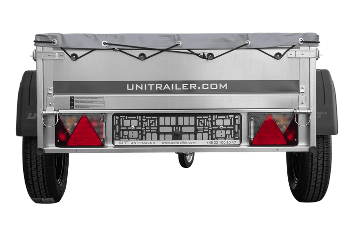 Garden trailer 150 kipp met steunwiel, frame h-0 en grijs dekzeil