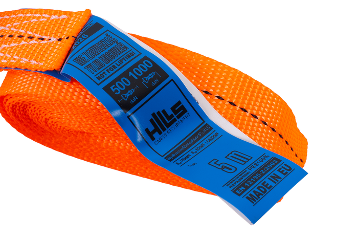 HILLS 5m/25mm/1t oranje eendelige spanband met spanner