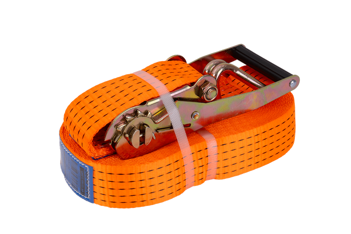 Set van vier UNITRAILER 15m/50mm/5t oranje transportbanden met spaninrichting