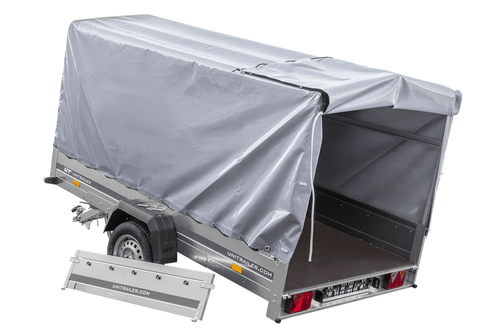 Eenassige aanhangwagen 264x150 UNITRAILER GARDEN 265 KIPP met frame H-1100 en grijze huif