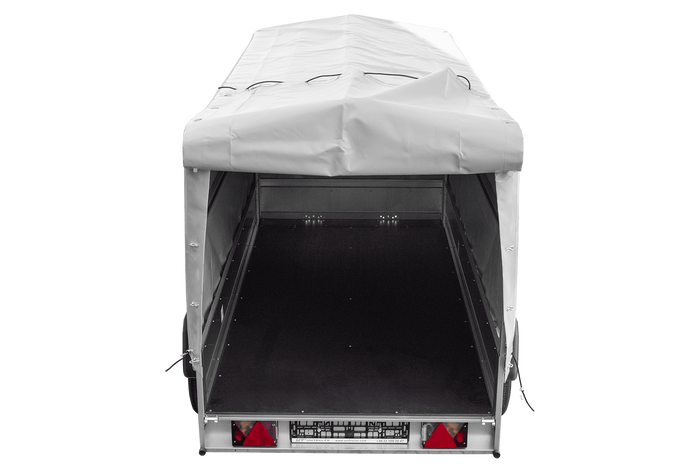 Tweeassige aanhanger 264x125 UNITRAILER GARDEN 264/2 KIPP met H-1100 frame en grijze huif