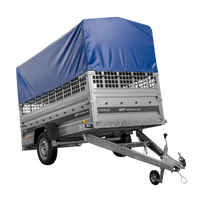 Autotransportaanhanger 264x125 UNITRAILER FORCE 264 KIPP met gaaswanden, H-800 frame en blauwe hoes