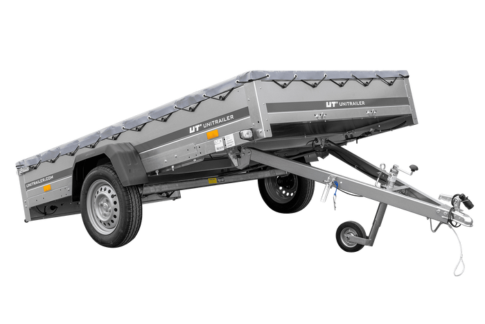 Autotrailer 264x150 UNITRAILER GARDEN 265 KIPP met H-0 frame en grijze huif